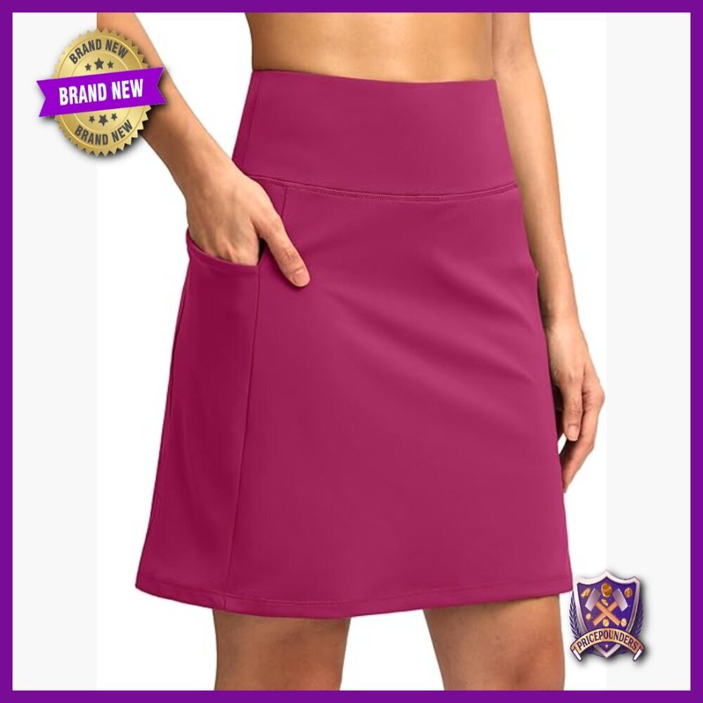 18" High Waist Athletic Skort with 4 Pockets for Tennis Golf Pickleball